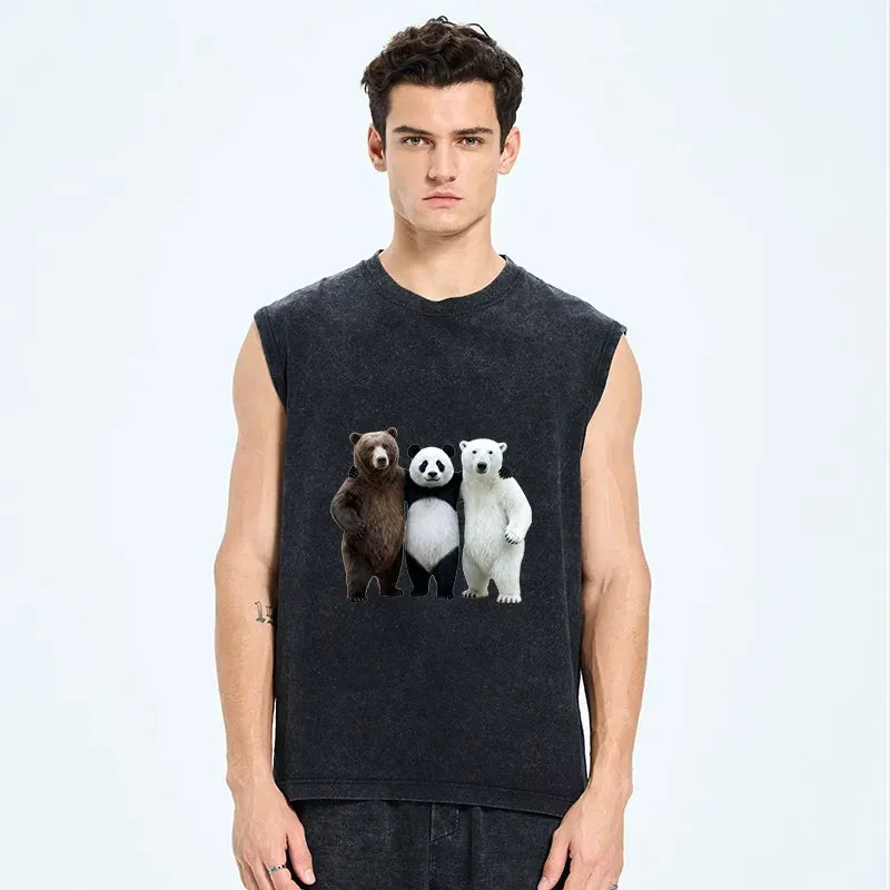 Washed Japanese Three Bears Tank Top