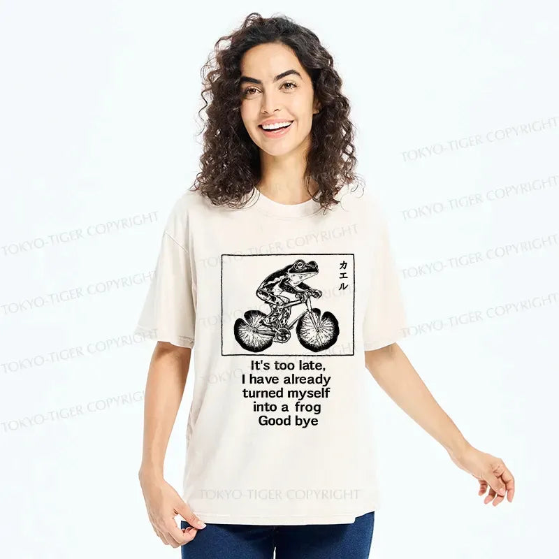 funny frog riding bicycle t-shirt