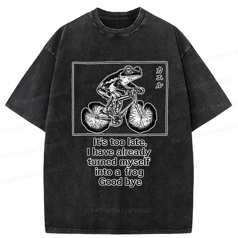 funny frog riding bicycle t-shirt