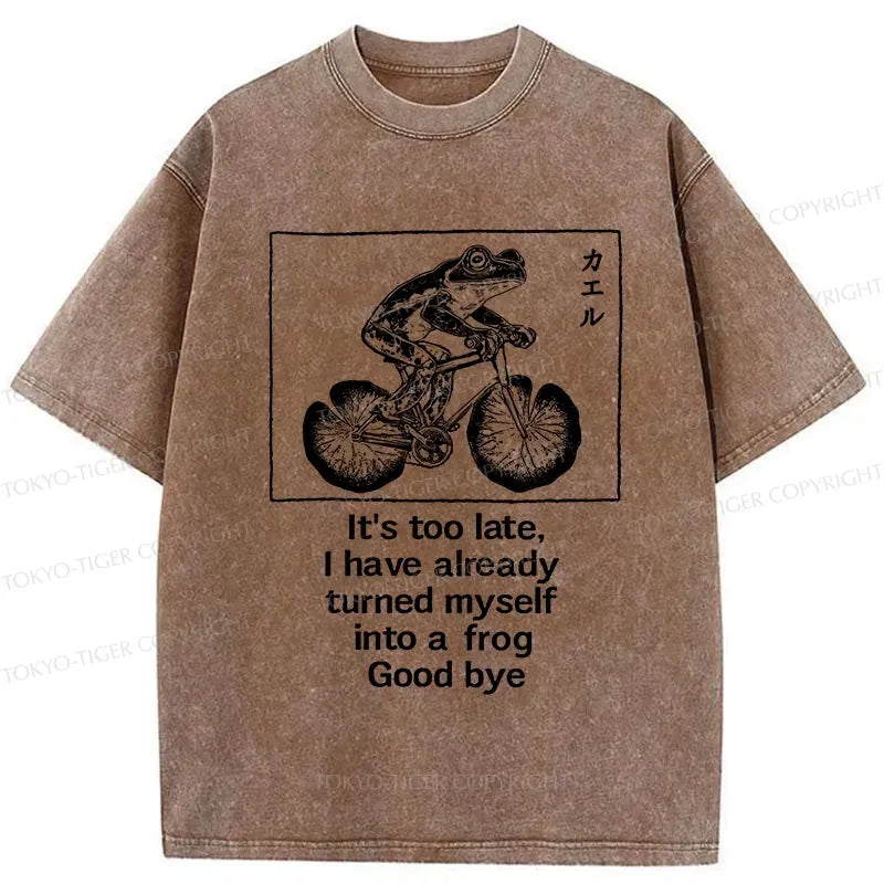funny frog riding bicycle t-shirt