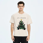 Kyoto-Lion Meowy Christmas Tree Washed T-Shirt
