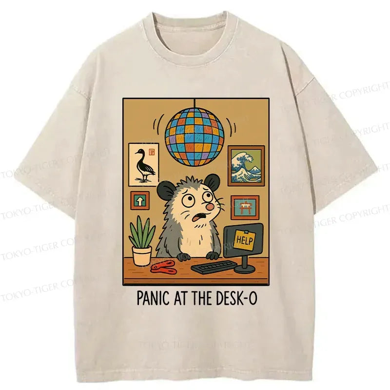 Kyoto-Lion Panic In The Office Washed T-Shirt