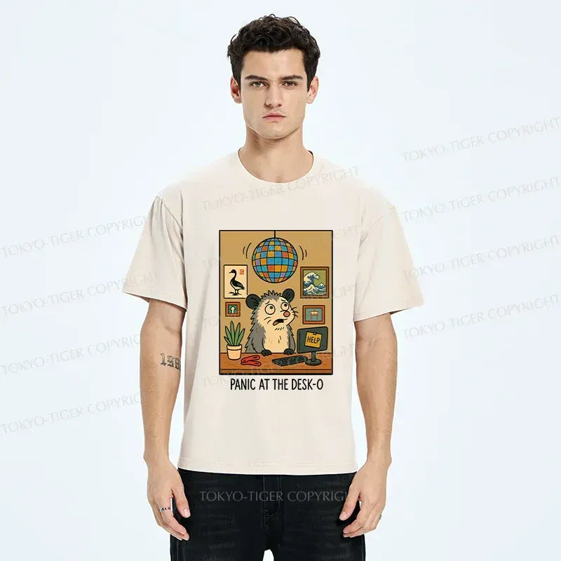 Washed T-Shirt with Ukiyo-e Style for Daily Wear