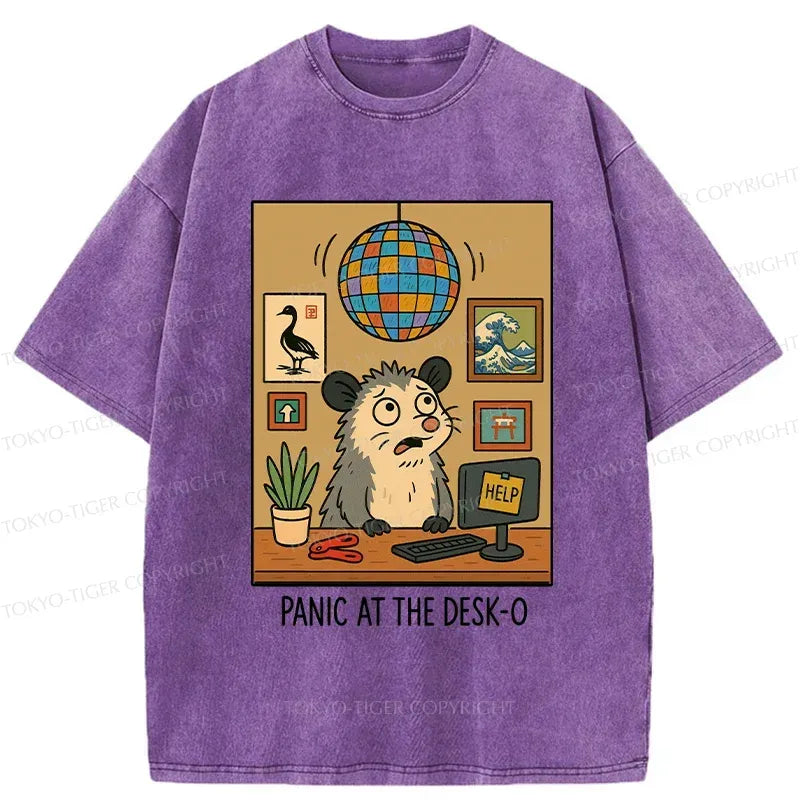 Kyoto-Lion Panic In The Office Washed T-Shirt