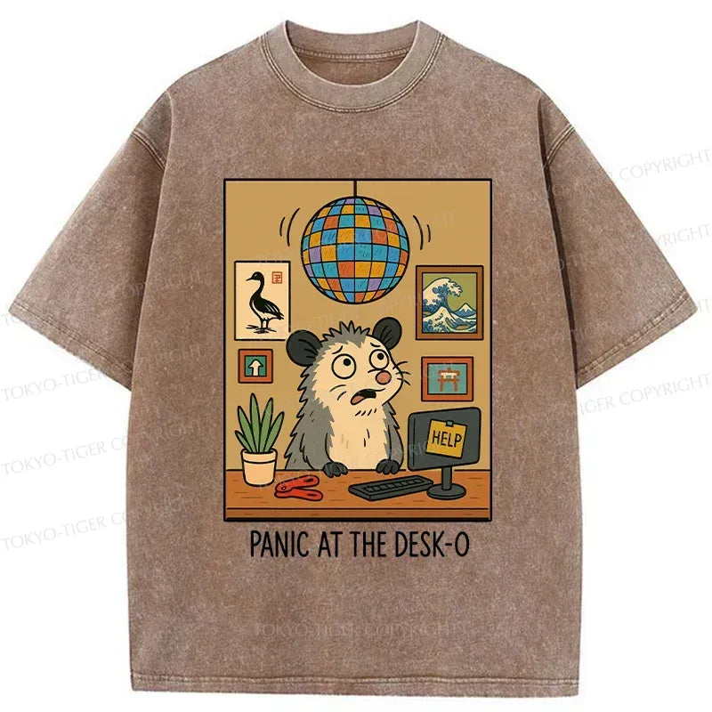 Kyoto-Lion Panic In The Office Washed T-Shirt