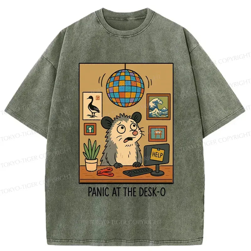 Washed T-Shirt with Ukiyo-e Style for Daily Wear