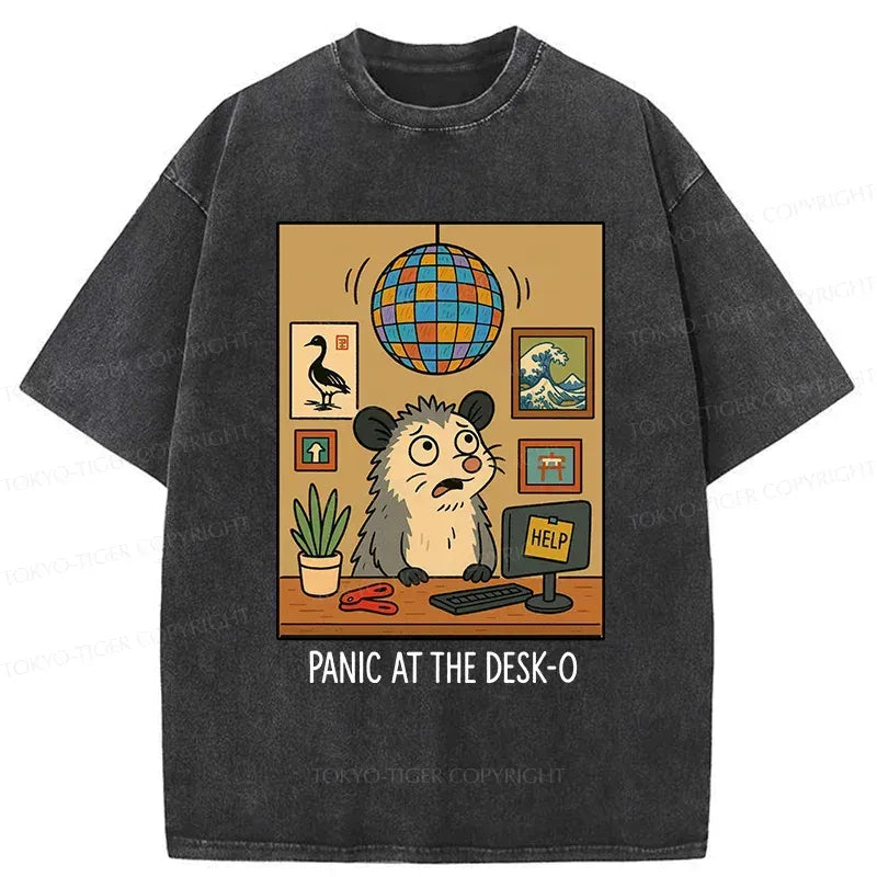 Washed T-Shirt with Ukiyo-e Style for Daily Wear