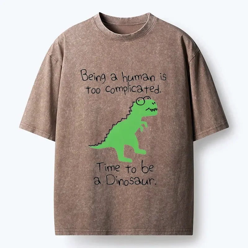 Kyoto-Lion Dinosaur Life Mood Washed T-Shirt