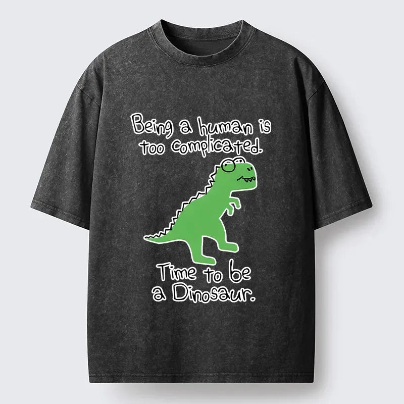 Kyoto-Lion Dinosaur Life Mood Washed T-Shirt