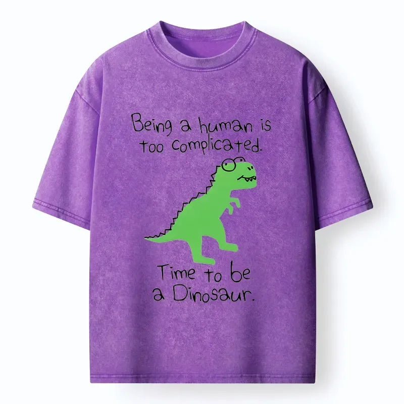 Kyoto-Lion Dinosaur Life Mood Washed T-Shirt
