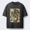 Japanese sea waves washed t-shirt