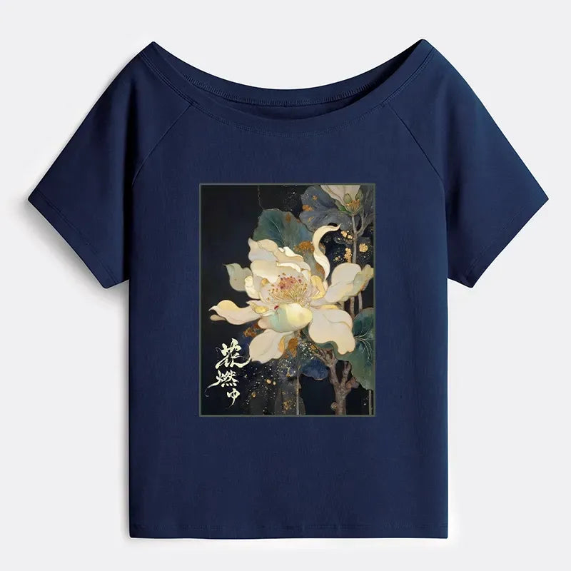 Trendy Off Shoulder T-Shirt for Summer Streetwear