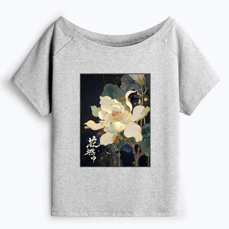 Trendy Off Shoulder T-Shirt for Summer Streetwear