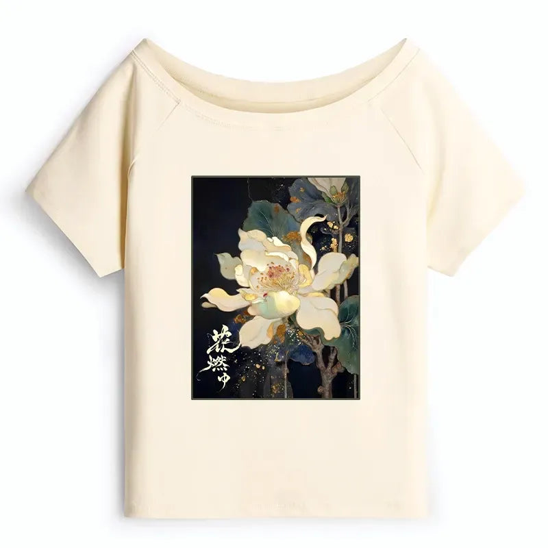 Trendy Off Shoulder T-Shirt for Summer Streetwear