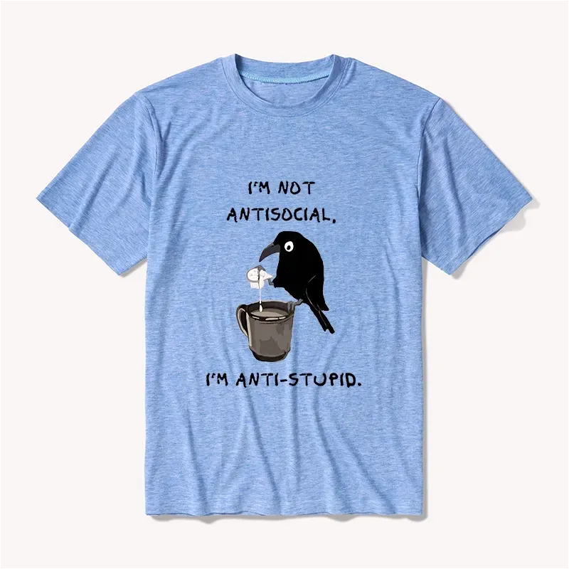 Kyoto Crow Alone Coffee T-Shirt for Casual
