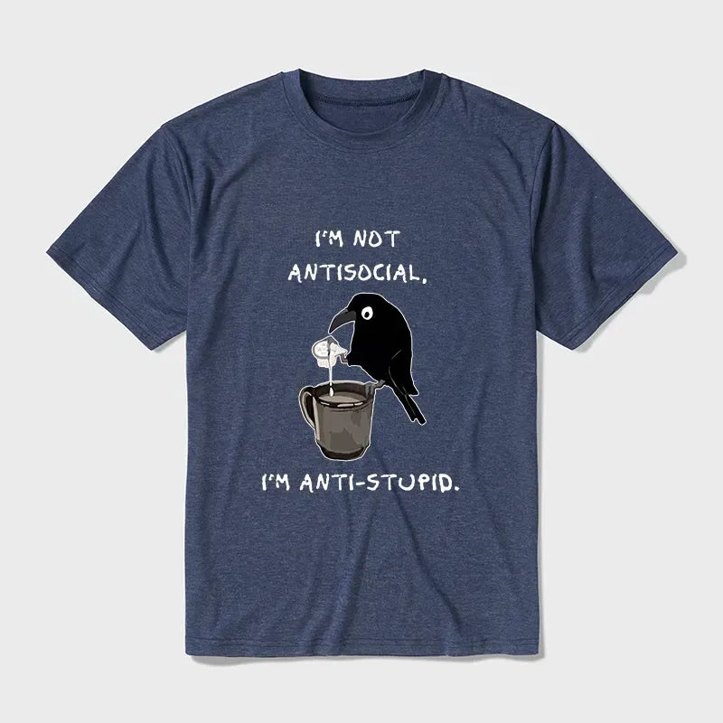 Japanese Calm Crow Cotton Blend T-Shirt