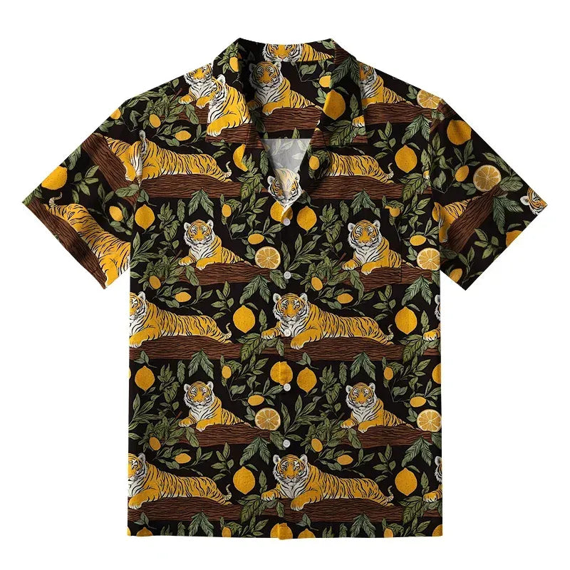 Vintage Ukiyo-e Tiger Hawaiian Shirt for Vacation