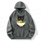 cute washed cat hoodie free shipping