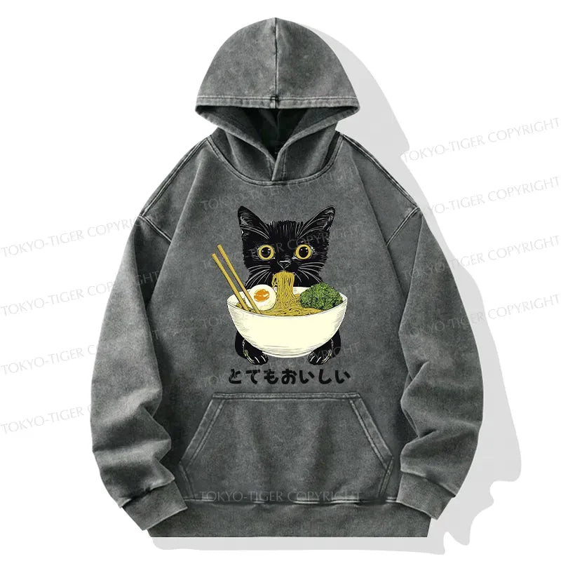 cute washed cat hoodie free shipping