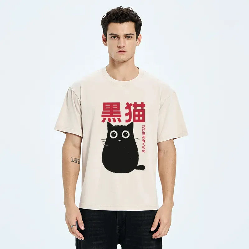 Vintage Kyoto-Lion Cat Tee for Daily Wear