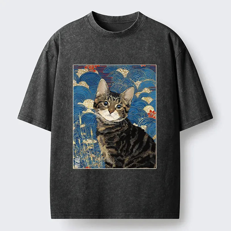 Kyoto-Lion Elegant Kitten Washed T-Shirt