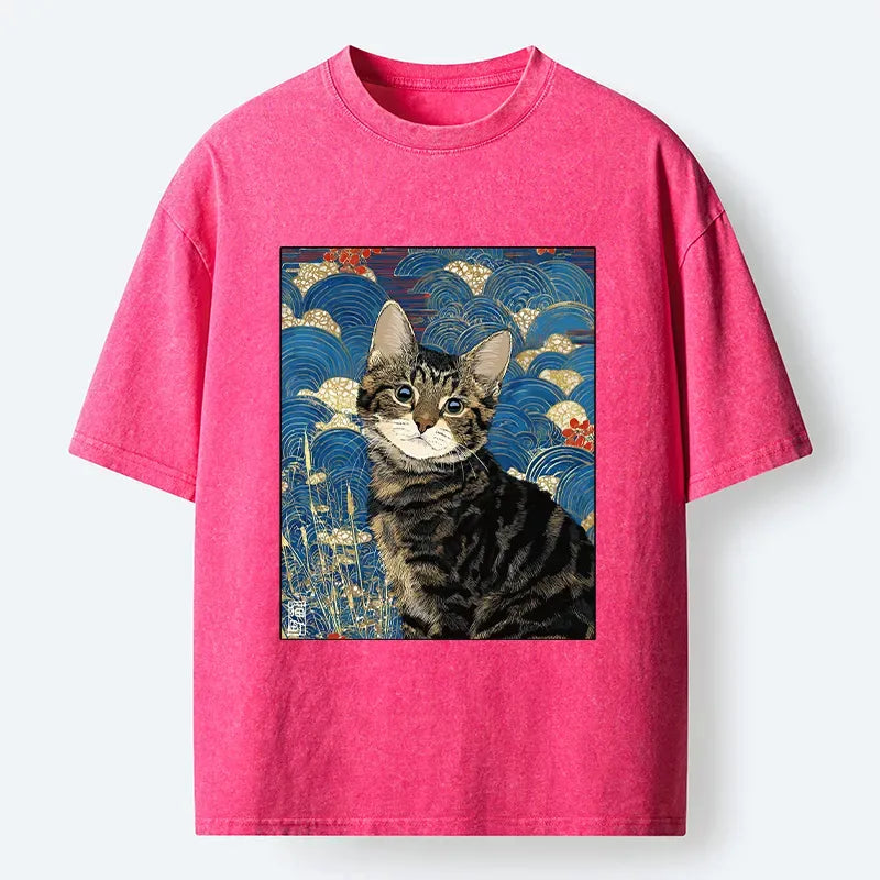 Elegant Kitten Ukiyo-e Tee for Gift Idea