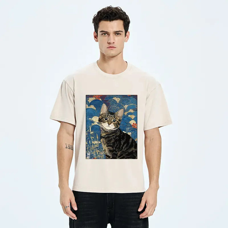 Kyoto-Lion Elegant Kitten Washed T-Shirt