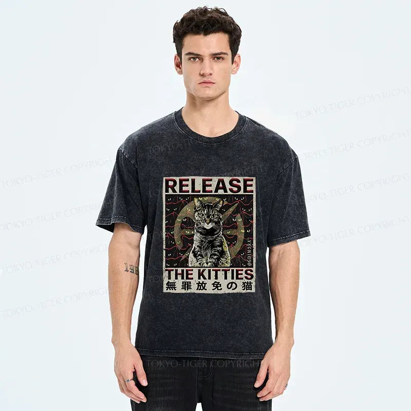 Kyoto-Lion Release The Cat Washed T-Shirt