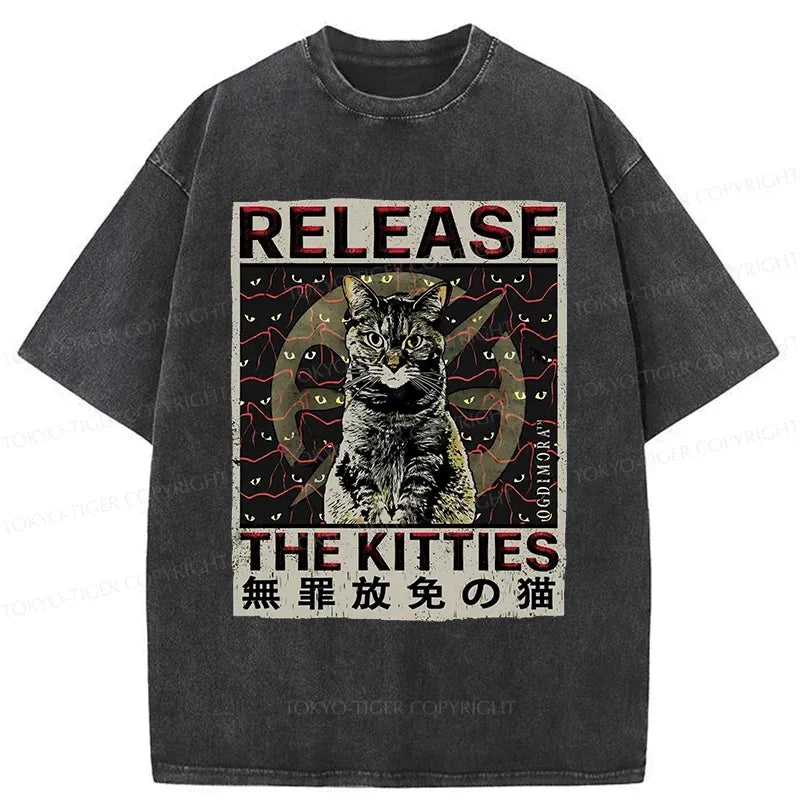 Kyoto-Lion Release The Cat Washed T-Shirt