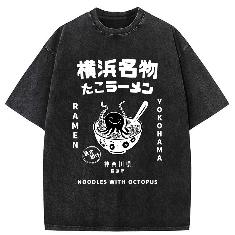 Japanese Octopus Ramen Washed T-Shirt