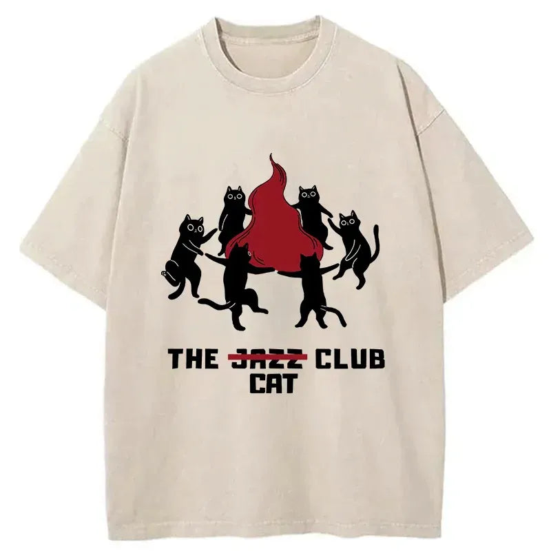 Kyoto-Lion Cat Party Washed T-Shirt