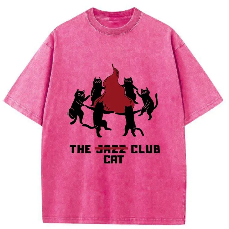 Vintage Washed Cat T-Shirt for Streetwear