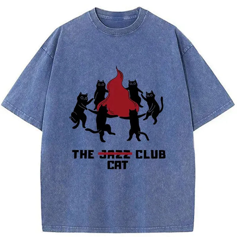 Vintage Washed Cat T-Shirt for Streetwear