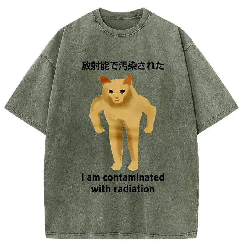washed funny cat t-shirt for summer