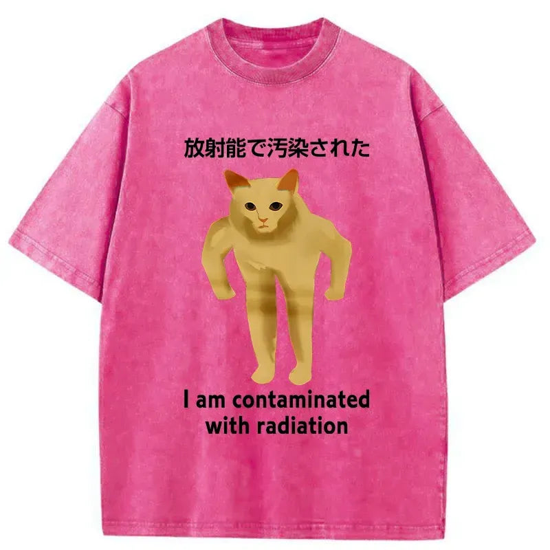 Kyoto-Lion Mutant Cat Funny Washed T-Shirt