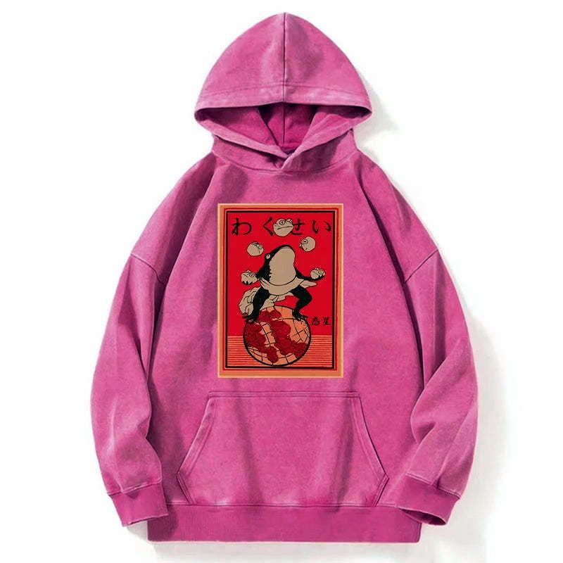 funny frog washed hoodie