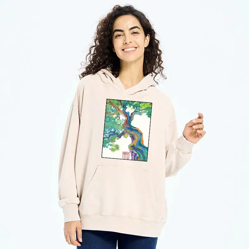 Kyoto-Lion Colorful Magic Tree Washed Hoodie