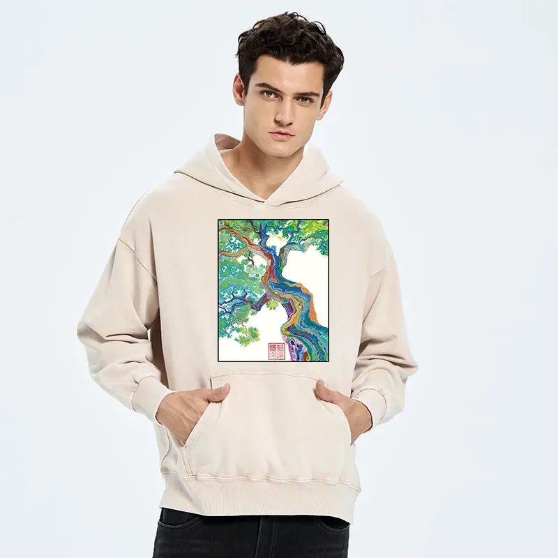 Kyoto-Lion Colorful Magic Tree Washed Hoodie