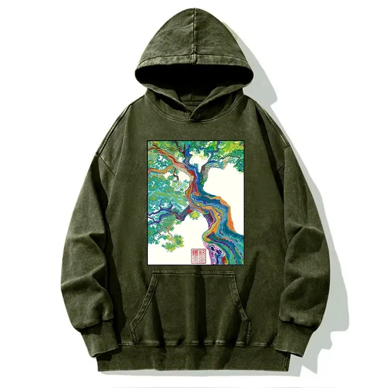 Kyoto-Lion Colorful Magic Tree Washed Hoodie