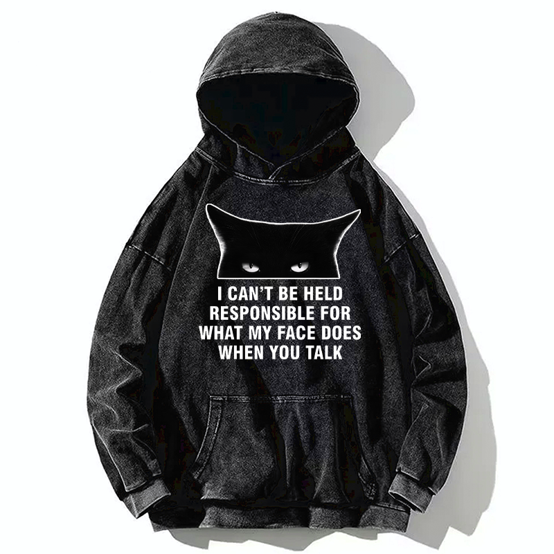 Washed Cat Hoodie for Spring