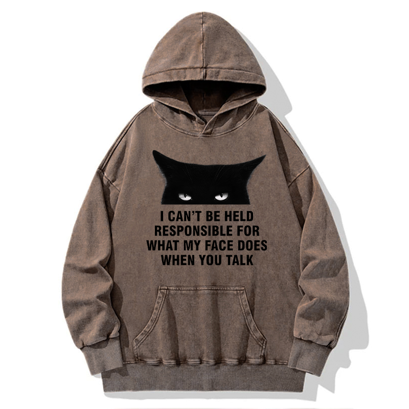 Kyoto-Lion Cat Expression Management Washed Hoodie