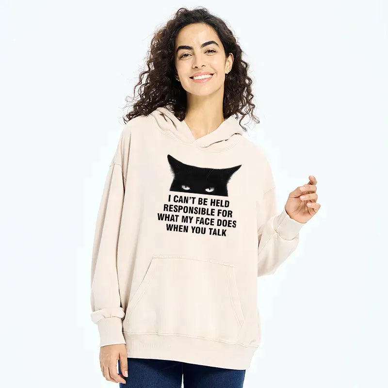 Kyoto-Lion Cat Expression Management Washed Hoodie