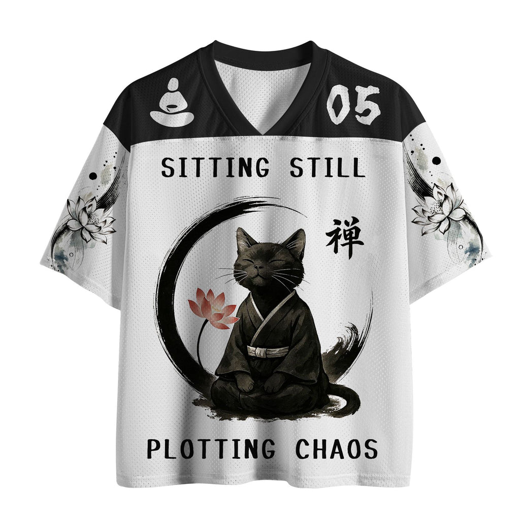 Kyoto-Lion Sitting still plotting chaos Calming Zen Cat Mesh Jersey