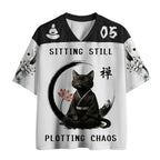 Kyoto-Lion Sitting still plotting chaos Calming Zen Cat Mesh Jersey