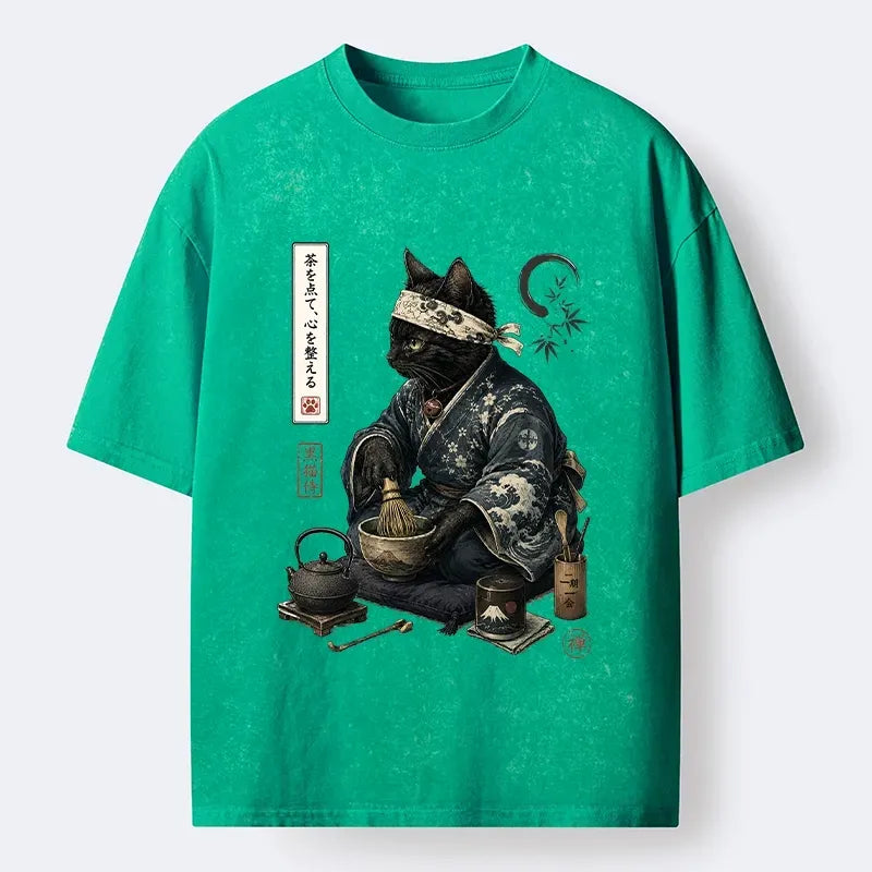 Samurai Cat Matcha Tea T-Shirt