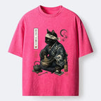 Kyoto-Lion Samurai Cat Makes Matcha Tea Art Washed T-Shirt