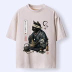 Kyoto-Lion Samurai Cat Makes Matcha Tea Art Washed T-Shirt