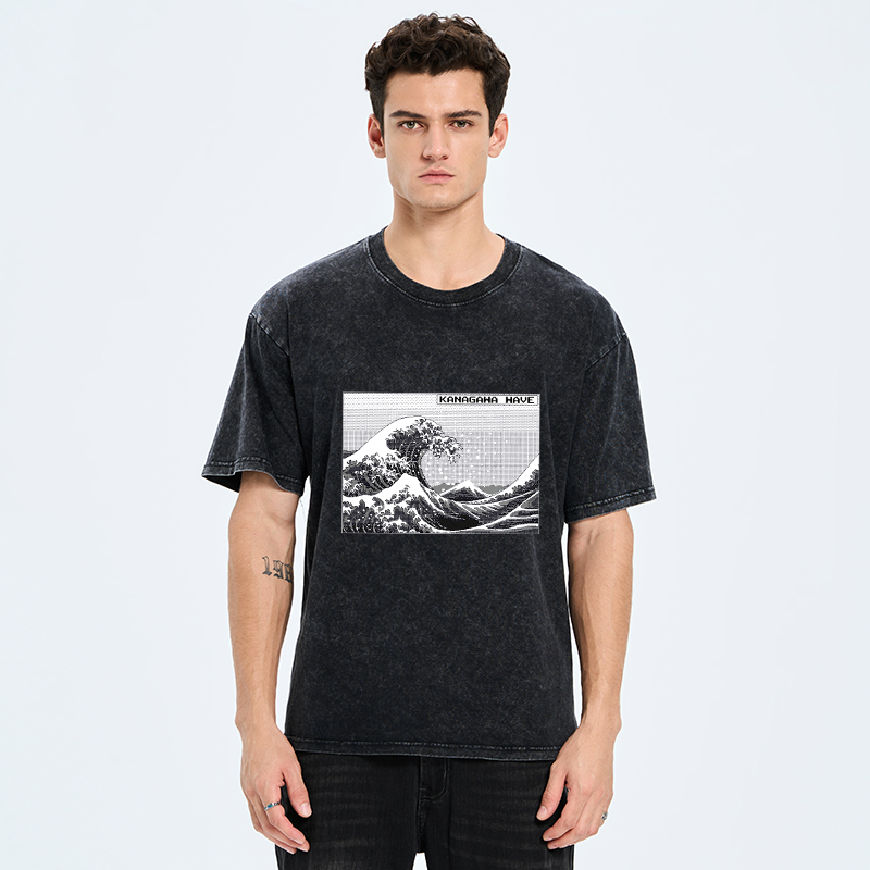 Kyoto-Lion Kanagawa Wave Washed T-Shirt