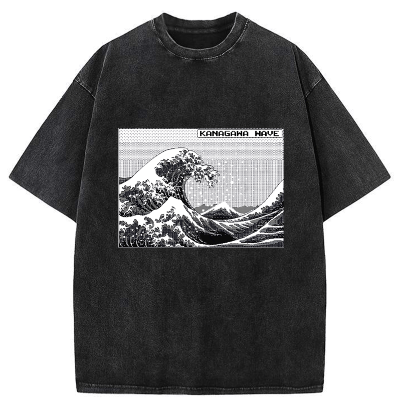 Kyoto-Lion Kanagawa Wave Washed T-Shirt
