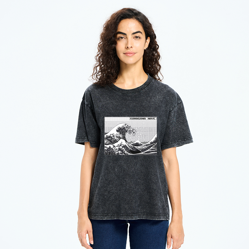 Kyoto-Lion Kanagawa Wave Washed T-Shirt